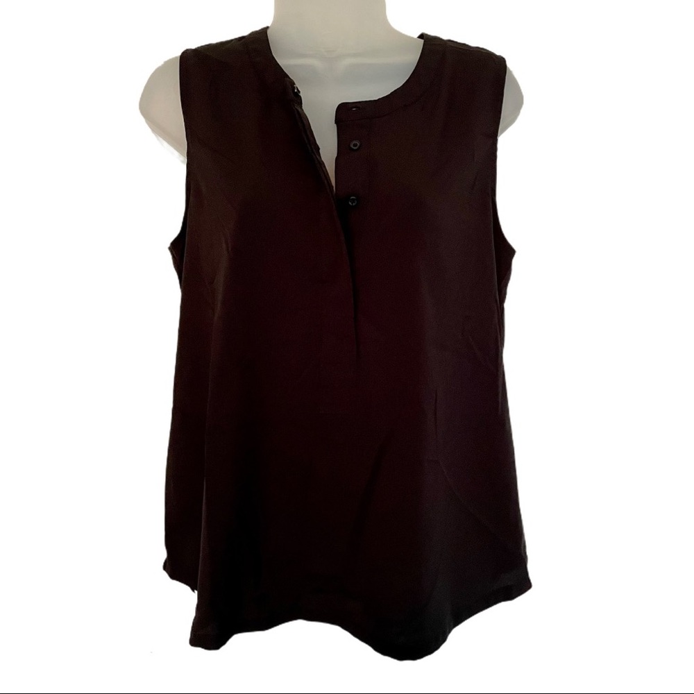 Black Chiffon Blouse Button Up Sleeveless Career